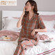 Modal summer pajamas women's pure cotton short-sleeved trousers cotton thin summer summer style middle-aged mother's home clothes LNY-9922 M - Recommended 80-95Jin [Jin equals 0.5 kg]