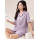 Catman (Miiow) Pyjamas für Frauen im Sommer Dünne Pure Pure Cotton Short Sleeve Shorts Full Cotties einfache Damen Sommerhaus 9905 Purple Pure Cotton M [Empfohlen 80-100 Jin [Jin gleich 0,5 kg]]]