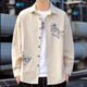 Holzspecker reines Baumwollhemd Herren-Langarm-Sommer-Basis-Hemd Lose Trendy Port Style Freizeit bedruckt