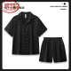 Langsha (Langsha) pijama de seda de hielo para el verano de hombres 2025 pantalones negros de manga corta para hombres de verano para hombres.