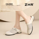Zhr Capacal de la capa de vaca Slippers para mujeres en verano para zapatos para mujeres Sandalias livianas de suela suave para mujeres S678 beige 36