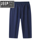 JEEP SPIRIT cotton sports cropped pants men's summer loose straight large size stretch breathable comfortable casual shorts 6169 black close M