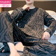 
Modal men's pajamas spring and autumn 2025 new cotton long-sleeved trousers large size casual home clothes autumn and winter QZ9903 L [Suggested 120-140Jin [Jin equals 0.5 kg]]