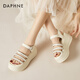 Daphne (Daphne) Sandalias de correa de suela gruesa para mujeres en verano 2025 Nuevo romano zapatos de esponja casuales cuña zapatos de playa elevados para mujeres beige 37