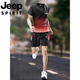 JEEP SPIRIT吉普跑步运动套装男夏季户外冰丝速干短袖t恤吸汗透气篮球训练服 JP-9901黑红 XL 130-145斤