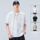Dancing with the wolf 2025 new round neck contrasting color loose short-sleeved T-shirt summer cotton sports top men's trendy versatile half-sleeved klb691 green M 90--115Jin [Jin equals 0.5 kg]