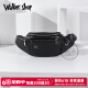 Walker Shop男士胸包真皮男腰包2025年新款休闲单肩斜挎包多功能大容量手机包 黑色