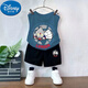 迪士尼（Disney）男童夏装儿童套装夏季纯棉男宝宝短裤背心休闲运动套装洋气两件套 靛蓝背心T983+黑短裤T273 110 cm 建议身高100-110CM