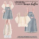 
Mikeshan girls summer suit 2025 new Ouruo style sweet short-sleeved top Academy slimming overalls two-piece set Puff sleeve top + denim overalls 150