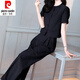 皮尔卡丹（pierre cardin）时尚套装女夏季2025新款洋气显瘦御姐圆领短袖衬衫直筒裤两件套女 12608-绿色套装 2XL 【建议125-140斤】