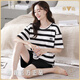 Yalu 2025 Nouveau pyjamas pour femmes pour les vêtements à domicile à manches courts à manches courtes à manches courtes YZ9848 Black Striped M Women's Style Recommandé 80-100jin [Jin est égal à 0,5 kg]