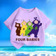 
Antenna Baby Summer New Cartoon Print Men and Women Small and Medium Children Short Sleeve T-shirt Pure Cotton Round Neck Loose Top-SL Red-KX679 Antenna Baby 130 [Suggested height 120-130 cm]