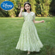 迪士尼（Disney）女童连衣裙夏装2025新款洋气儿童雪纺碎花裙薄款大童夏天棉布裙子 6630浅蓝色 赠珍珠发箍 120 cm
