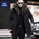 Veste de parka pour hommes Romon Mid-longueur épaissie de veste en cuir authentique hommes militaire vert xl 175