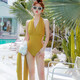 Modal 2025 new bikini mesh sun protection sexy Biki small breasts gathering ins slimming hot spring one-piece swimsuit women 12213-Black S (80-90Jin [Jin equals 0.5 kg])