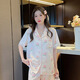 雅鹿女士睡衣夏季外穿套装2025时尚女款短袖长裤高级感甜美水蜜桃夏天 FS_9905#开衫短长水蜜桃 M