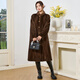 
Winter home brand fur 2025 new imported mink coat for women, whole mink over knee long mink fur coat stand collar, brown L 120Jin [Jin equals 0.5 kg] below