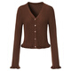 Sugar Li [gleicher Stil in der Mall] 2025 Herbst neuer Mokka Qianjin Long Sleeve Short Slim Strick Sweater Strickjacke für Frauen dunkelbraune dunkle Kaffee Weiche und komfortable Garn All-Match Ss Empfohlen 85-110jin [Jin gleich 0,5 kg]