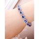 Fat Donglai's same tanzanite bracelet sapphire women's s925 silver new style versatile pavé blue zircon crystal 925 silver bracelet 17-20 cm adjustable