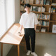 Goku Herrenanzug Shirt Set Teen Kurzarm No-Eisen Drop Top Light-Profic-Style Business Forum Interview Jobsuche weißes Hemd + Schwarze Hosen XL HIGH 170-178cm Gewicht 120-140jin [Jin entspricht 0,5 kg]