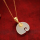 Youshu sterling silver Hetian white elephant pendant for women new Chinese style national style gold inlaid elephant stone clavicle chain necklace for women single pendant