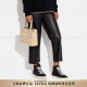 Entrenador (entrenador) Dempsey 22 apertura y cierre de botón de snap-button, cuero de tela de sexo de sexo y traza de toca tota de bolsas de compras (paquete básico + caja de regalo de mostrador negro)