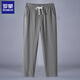 ROMON cotton linen pants men's summer thin cropped pants men's new Chinese loose large size straight line trousers H8223 black XL 130-145Jin [Jin equals 0.5 kg]