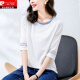 Piercadan Cotton Mid-Ärmels-T-Shirt für Frauen loser kurzärztes T-Shirt für halbärmelige Frühling und Sommer 2025 Neues Summer Top W6172 ICE Blue +1xS328 Weiß L.