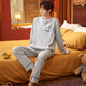 Pang Donglai DL Frühlings- und Herbst-Pyjamas für Männer reine Baumwoll-Langarmhose koreanische losen lässige Anzüge können außen für Sommer, Herbst und Winter Home Clothes Black Blue_zy9901 L (empfohlene 100-130jin [Jin gleich 0,5 kg]) getragen werden (Jin gleich 0,5 kg])