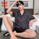 Cat men pajamas men ice silk summer new comfortable cardigan short-sleeved casual simple men's home clothing suit can be worn outside QY-YMD6626-Set-Men L suitable for 110-130Jin [Jin equals 0.5 kg]