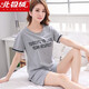 Pajama de terciopelo ártico (bejirog) para mujeres en verano algodón puro pantalones cortos de manga corta gran tamaño para mujeres cartoon chaleco suelto ropa de hogar conjunto de dos piezas Shorts-lana-g6636 m tamaño de mujer (85-100Jin [Jin equivale a 0.5 kg])