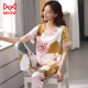 Catman MIIOW Modal cotton pajamas women's spring and summer short-sleeved trousers thin loose large size for outdoor wear H3527 (RC modal/soft and comfortable) M 80-100Jin [Jin equals 0.5 kg]