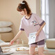 Pajamas de haricots rouges (Hodo) pour femmes en été mince coton pur mignon version coréenne pantalon à manches courtes pantalons deux pièces minces à deux pièces et aux vêtements d'automne Bourgogne Skm6627 Color M de l'image (recommandé 75-95 Jin [Jin est égal à 0,5 kg]))
