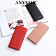 Anysmic Luxury High-End-Marke-Tasche Frauenbeutel Cowide Wallet Long Folding Wallet Wallet Ticket Clip Retro Clutch Rosa