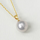 Queen of Pearls 18K gold round bright pearl pendant 11-12mm white freshwater pearl necklace birthday gift for women