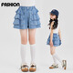 
Ikano I.KARNOW girls denim shorts summer 2025 new fashionable children's sports five-point pants big children's summer dress girls skirt pants 6018 blue + 9922 white [set] 170