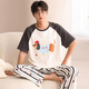 Langsha Pajamas Men Summer Algodón puro Pantalones de manga corta Traje de cuello redondo casual Floja de verano Summer Ropa de verano 833 Hombres l