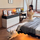 E home charm Italian light luxury flip dresser and drawer integrated bedroom bedside cabinet modern simple storage bedside cabinet dresser flip-up hidden mirror + touch sensor light warm white bull socket + concealed lock 1.2m dresser + 1.2m six drawer cabinet + makeup chair