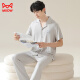 Cat couple pajamas for women in summer thin style with chest pads short-sleeved trousers two-piece set for men's ice silk home clothes NSN12109 M