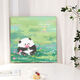 Panda flower DIY fill coloring hand-painted graffiti cartoon acrylic oil painting decorative painting hy3888 20*20cm thick solid wood inner frame