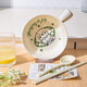 Cream repair dog one-person tableware four-piece set with high-looking underglaze color ceramic instant noodle bowl handle bowl rice bowl spoon and chopsticks Cream Wang (handle bowl) 1-piece set