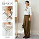 Olrain French simple top women's autumn new commuter white shirt with scarf off-white M
