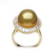 Pang Donglai purchased the same style of South Sea gold beads ring, seawater pearls, 925 sterling silver, gold-covered pearls, round, flawless and strong, purple pearl silver holder, 12-13mm