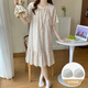 Victoria's style pajamas with chest pad for women in summer 2025 new loose and cute Korean style floral nightgown mid-length home clothing large size M16862 [with chest pad] M