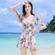 Extstep swimsuit for women in 2025 new fashion conservative slim one-piece slightly fat girl covers the flesh on the beach vacation swimsuit + mobile phone bag L [Suggested weight 100-115 Jin [Jin equals 0.5 kg]]