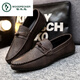 啄木鸟豆豆鞋男2025新款春季男鞋英伦男士休闲皮鞋潮流百搭皮面休闲板鞋 YL-D826棕色 39