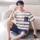 男士夏季薄款棉睡衣大码宽松家居服套装 D1990 (A679) M (建议80-115斤)