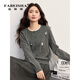 
Fabessa brand sequin feather tassel sweater for women's autumn new cardigan design round neck sweater short jacket for women style gray S
