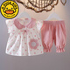 G.Duckkids0-3 Jahre alter Babyanzug Sommer kleines Mädchen Kurzärärmelte Tupfen dünn 689 Monate Baby Girl Zwei-teilige Sommer süße Stickerei Set 80 cm Empfohlene Alter 9-12 Monate