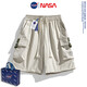 NASA [Summer thin loose] Functional tooling shorts for men straight casual sports five-point pants, black + apricot color, tooling style + logo style L (120-135Jin [Jin equals 0.5 kg])